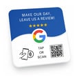 DirectConnect NFC Google Review Tap Card that customers can tap with a smartphone or scan using the QR code to access a business's Google review page.