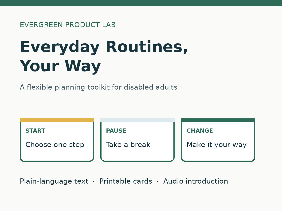 Toolkit cover with routine cards labeled Start, Pause, and Change