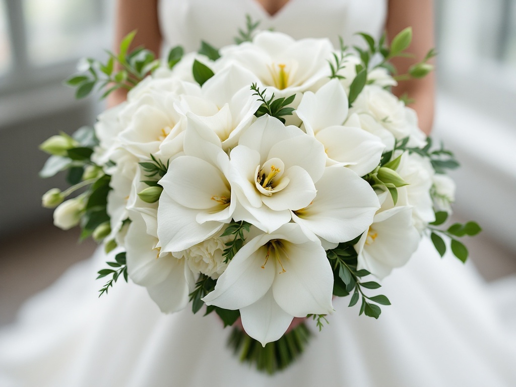 Modern All White Wedding Blueprint — Bridal bouquet
